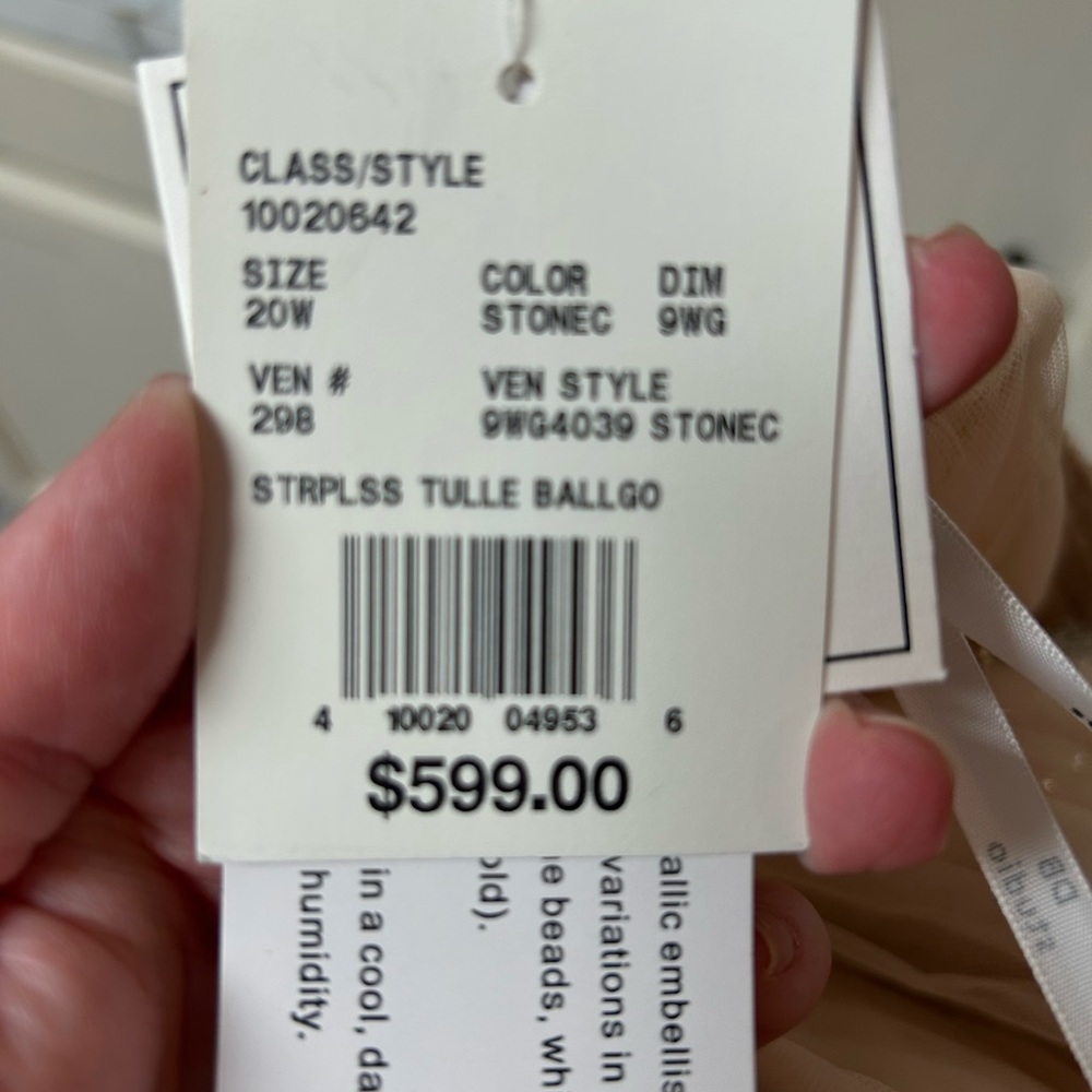 David’s Bridal. David’s Bridal studio wedding dress. Size 20W. Color Stone - Picture 4 of 11